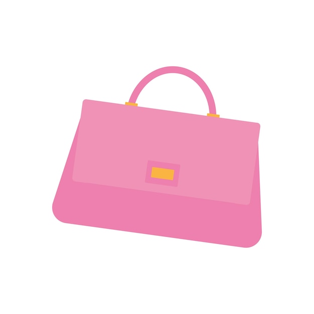 Vector pink women's handbag on a white background vector illustration in flat style