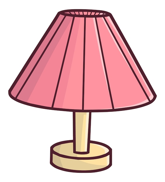 Pink wooden desk lamp cartoon illustration