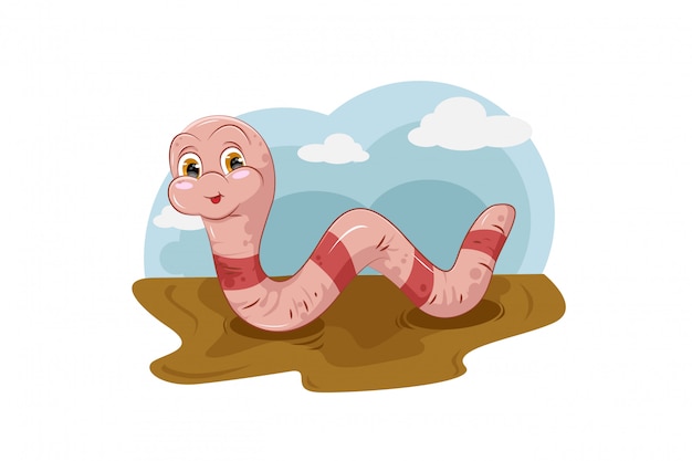 Pink worm on the dirt