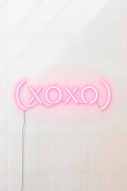 Vector pink xoxo neon word vector