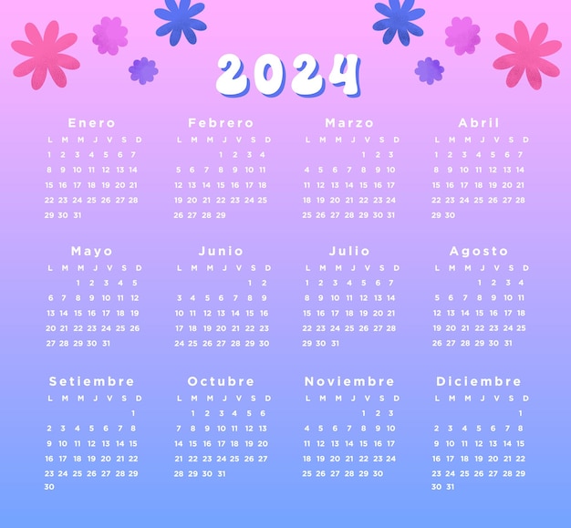 Calendario dell'anno rosa