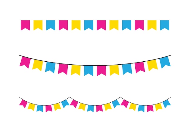 Pink yellow and blue colored party bunting as the colors of the pansexual flag LGBTQI concept