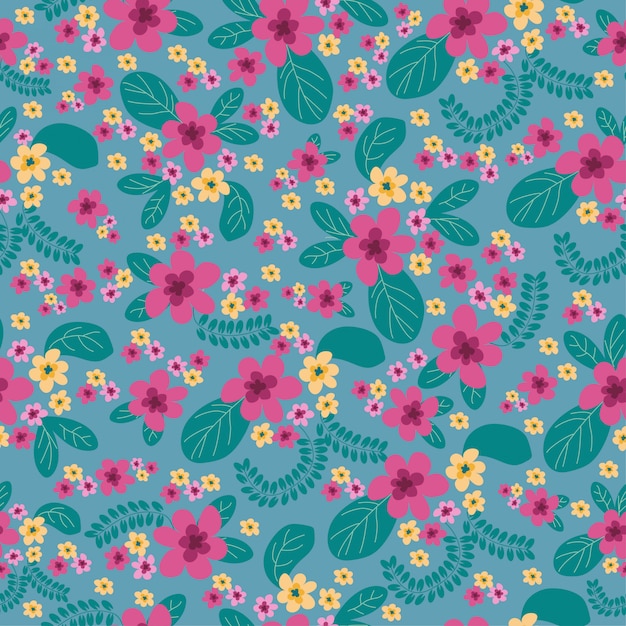 Pink and yellow flower seamless pattern