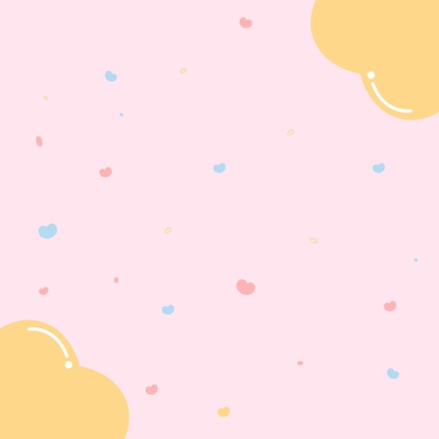Vector pink and yellow hearts on a pink background