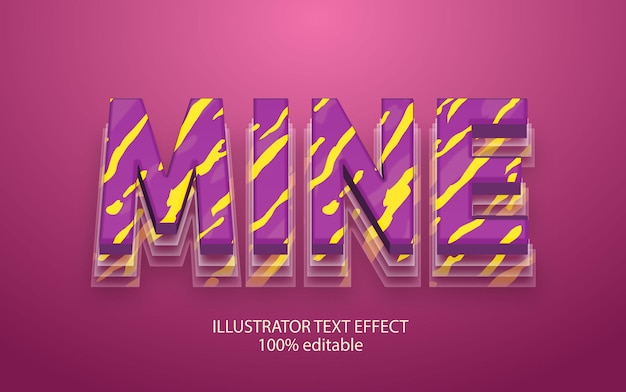 Pink yellow mine vector text effect editable