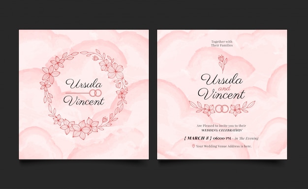 Pinkish floral wedding invitation