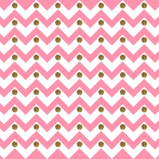 Vector pinkish white zigzag with glittery gold circles