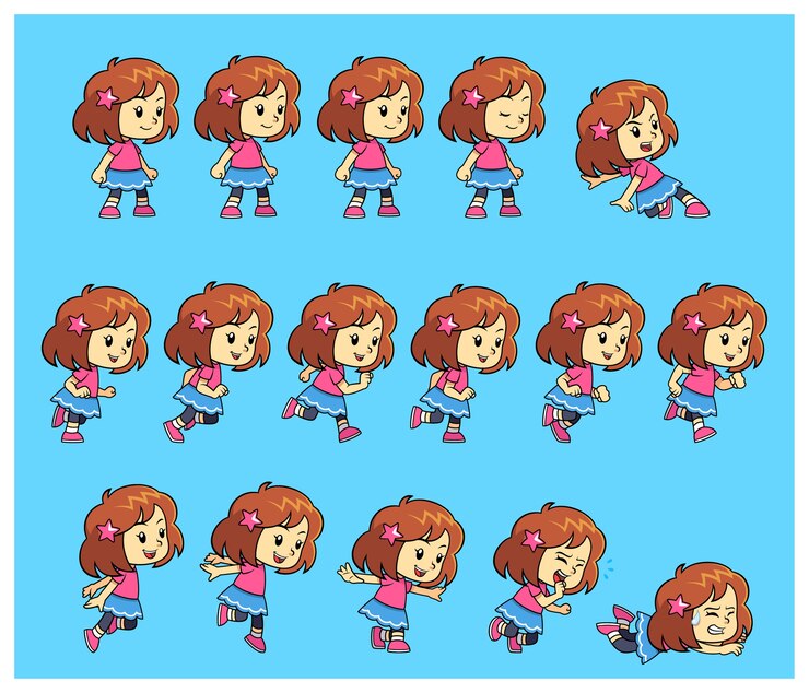 Вектор пинки-girl game sprites
