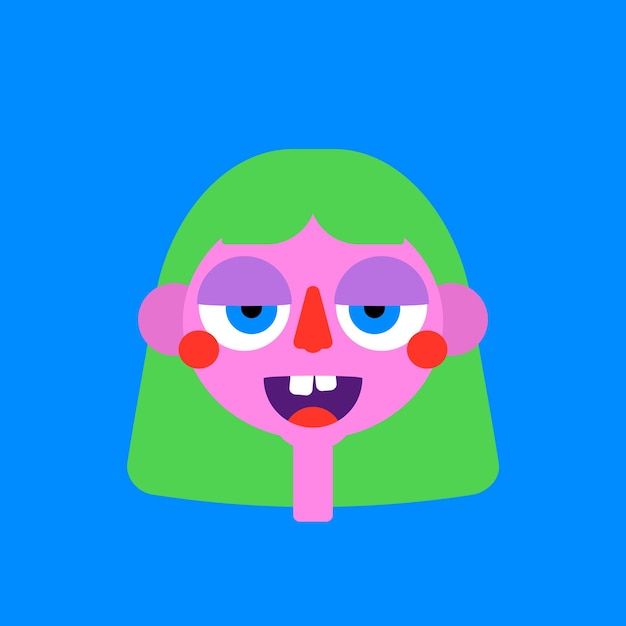 Pinky girl minimalist avatar with big eyes flat