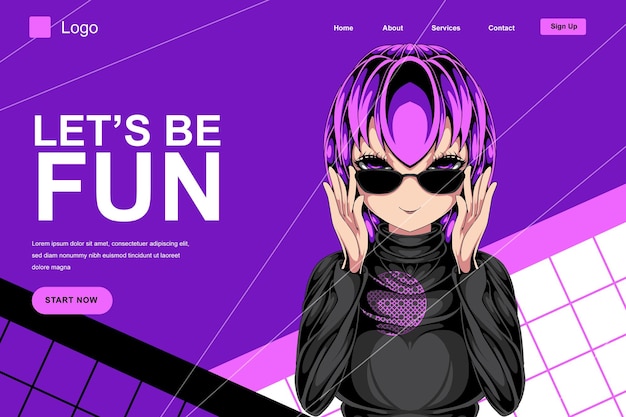 Pinky illustration landing page template