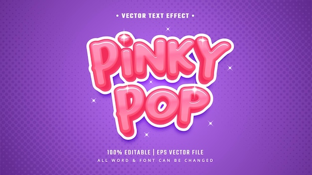 Эффект стиля текста 3d pinky pop. редактируемый текстовый стиль illustrator.