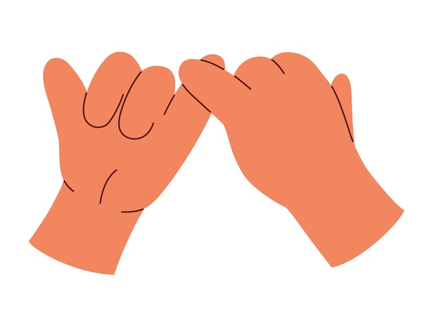 Vector pinky promise hands gesturing concept of reconciliation of friends or lovers