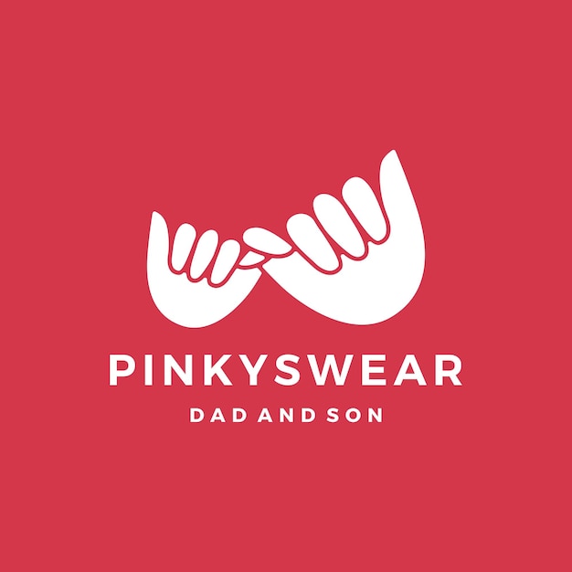 Pinky swear promise dad and son daughter little finger hand logo vector icon illustration