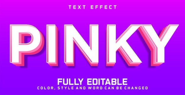 Vector pinky tekst bewerkbaar stijleffect met 3d concept