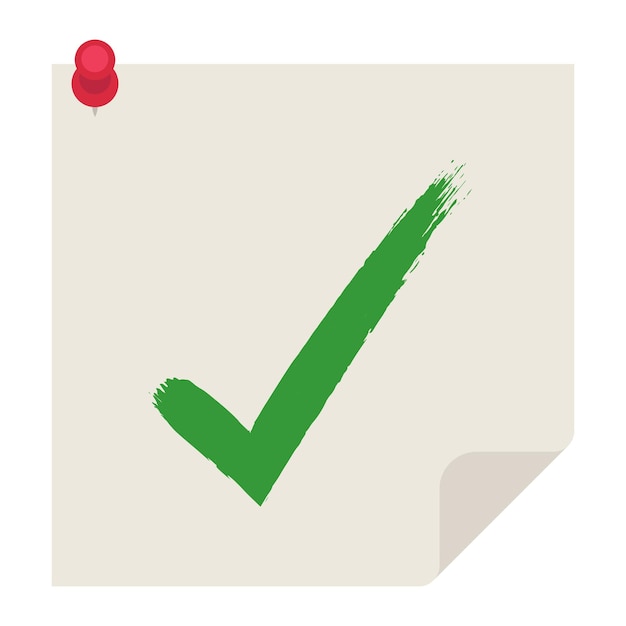 Vector pinned note with painted check mark