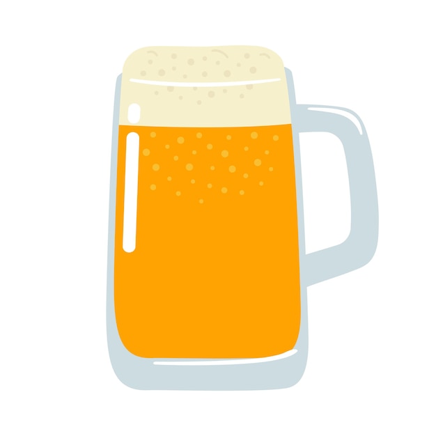 Pint of beer in flat doodle style for Oktoberfest Isolated hand drawn vector beverage illustration