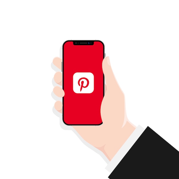 우크라이나 키예프 - 2021년 3월 30일: 아이폰 화면의 Pinterest 앱. Ui Ux 흰색 사용자 인터페이스.