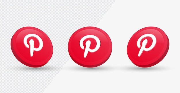 Vettore icona del logo pinterest nel moderno cerchio di rendering 3d per icone di social media o loghi di rete