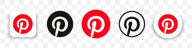 Vector pinterest logo iconen collectie in verschillende stijl op een transparante achtergrond