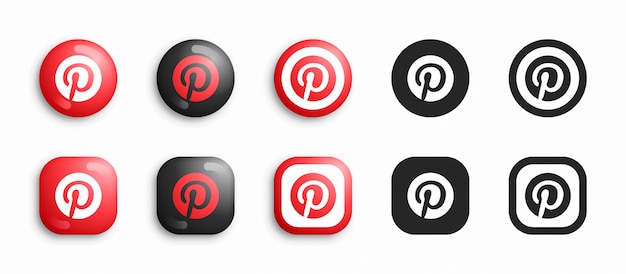 Pinterest moderne 3D en plat pictogrammen instellen