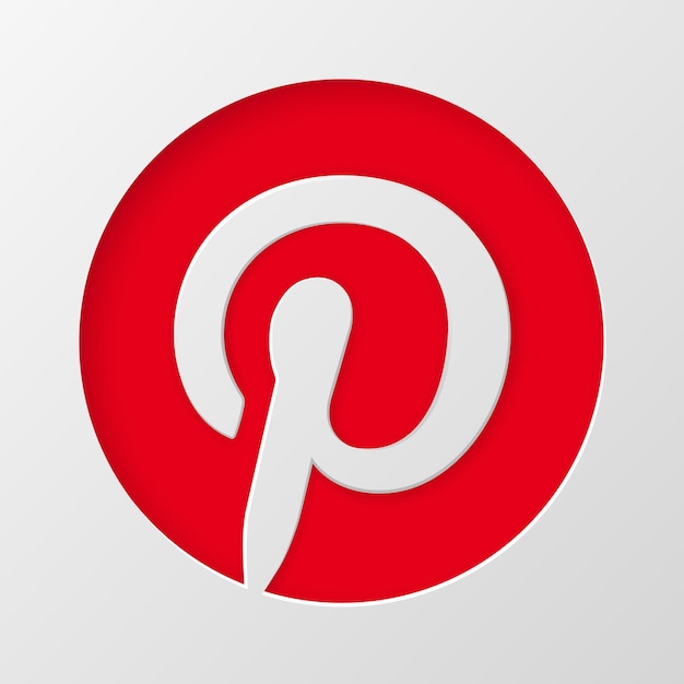 Pinterest-pictogram in sociale media-pictogrammen in papierstijl