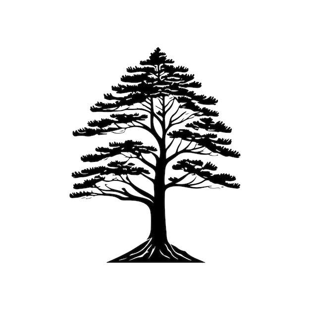 Vector pinus strobus icon hand draw black colour tree day logo vector element and symbol