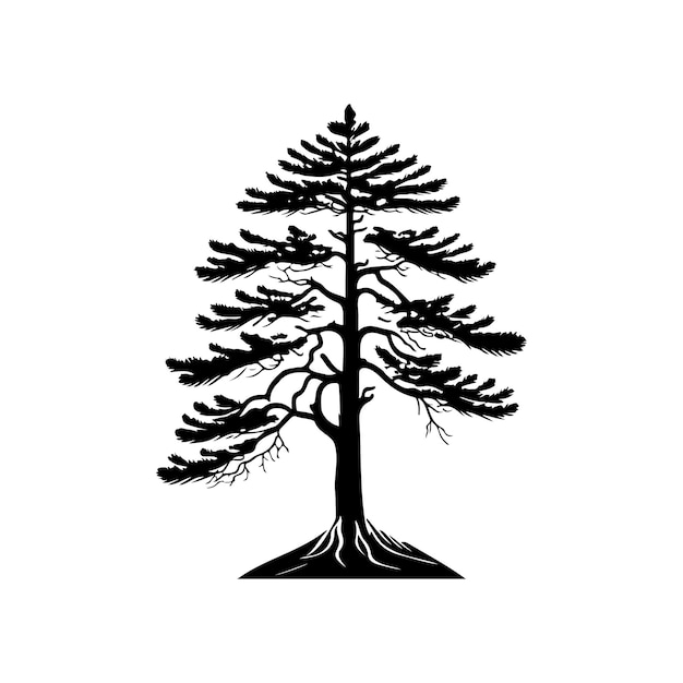 Vector pinus strobus icon hand draw black colour tree day logo vector element and symbol