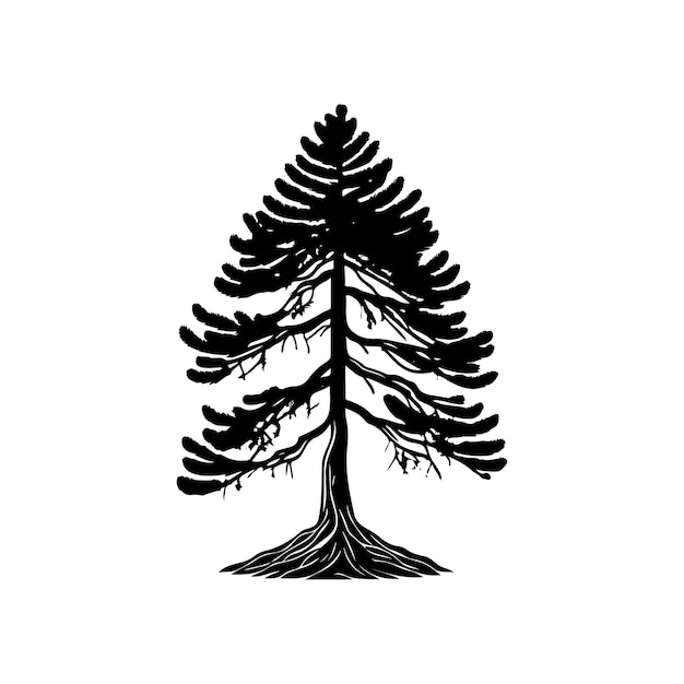 Vector pinus strobus icon hand draw black colour tree day logo vector element and symbol