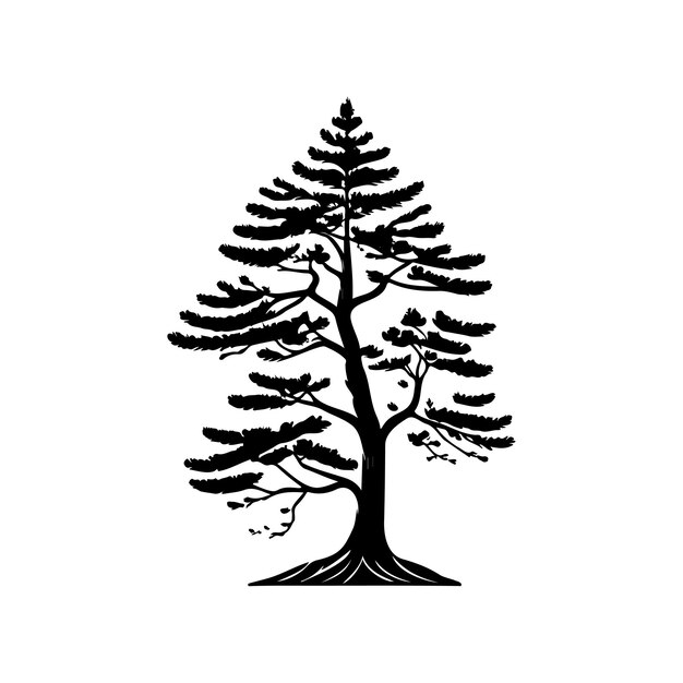 Vector pinus strobus icon hand draw black colour tree day logo vector element and symbol