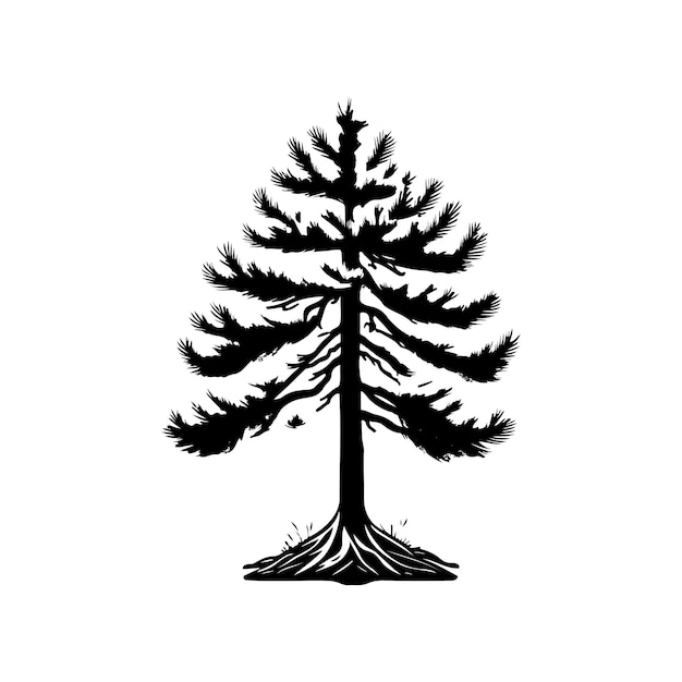 Vector pinus strobus icon hand draw black colour tree day logo vector element and symbol