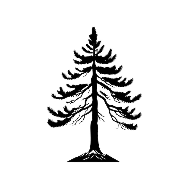 Vector pinus strobus icon hand draw black colour tree day logo vector element and symbol