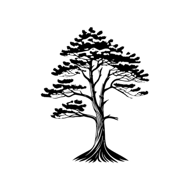 Vector pinus strobus icon hand draw black colour tree day logo vector element and symbol