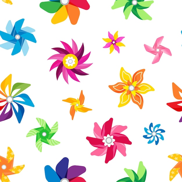 바람개비 패턴 바람 벡터 종이 접기 핀 휠 텍스처에 의해 추진 하는 다채로운 여름 어린이 장난감 팬 스피너의 원활한 인쇄