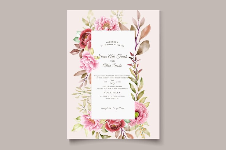 Vector pioen bloemen frame en achtergrondontwerp