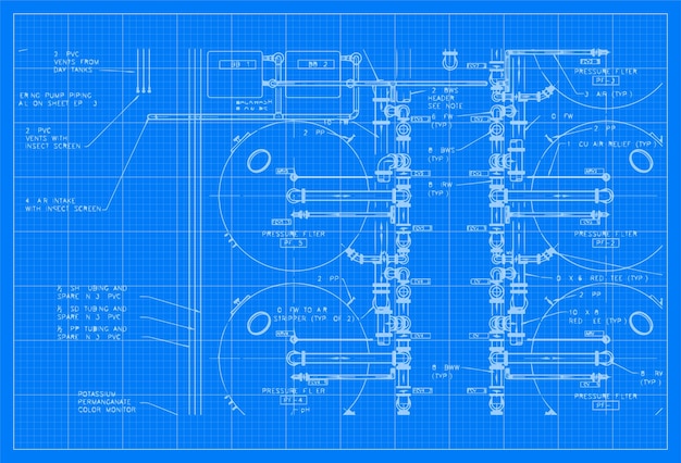 Tubo blueprint background design piatto vettoriale semplice