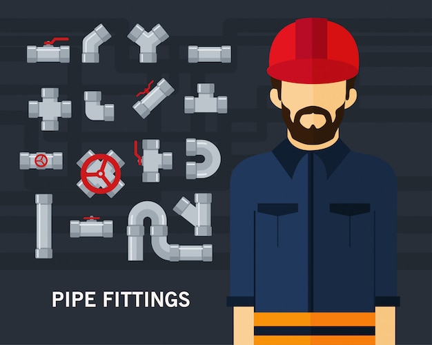파이프 피팅 개념 배경