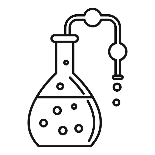 Иконка трубной лабораторной колбы Контур иконки векторной трубной лабораторной колбы для веб-дизайна изолирован на белом фоне