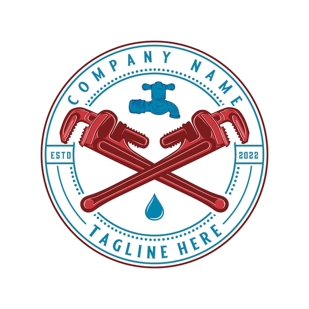 pipe repair vector logo design.