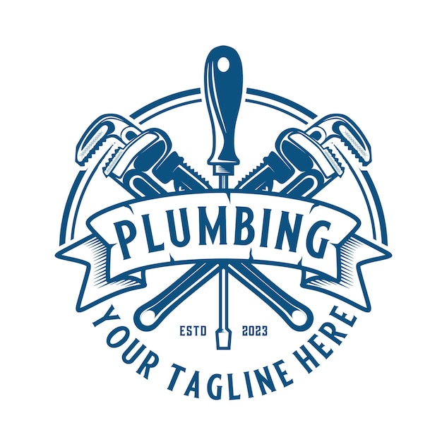 pipe service vector design logo. adjustable wrench concept, for home repair and maintenance.