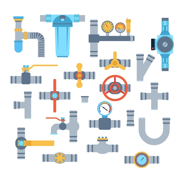 Vector pipes vector icons isolated.