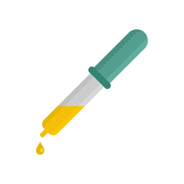 Pipet gele druppel pictogram Vlakke afbeelding van pipet gele druppel vector pictogram voor web geïsoleerd op wit