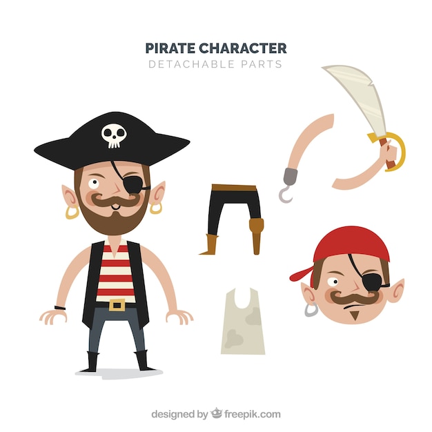 Vector piraat afneembare karakter