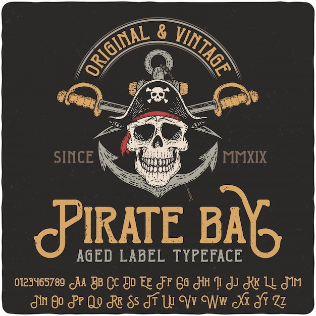 Piraat Ba vintage belettering