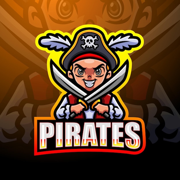 Piraat jongen esport mascotte logo ontwerp