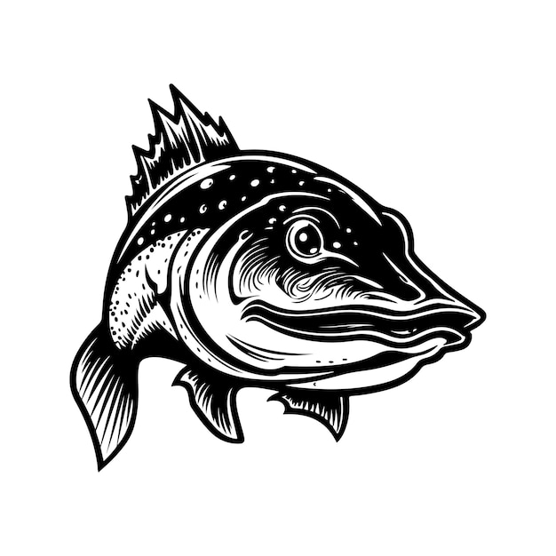 Vector piraiba catfish vintage logo line art concept black and white color hand drawn illustration