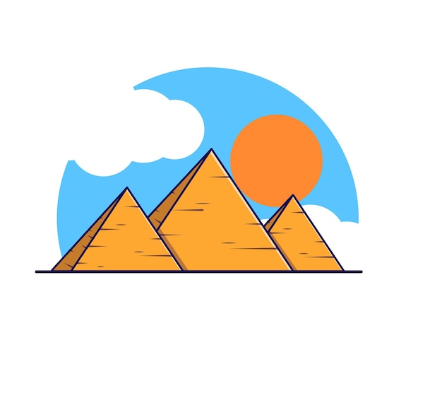 Памятник Пирамиде Египта ориентир путешествия, вектор, иллюстрация, изолированный, значок