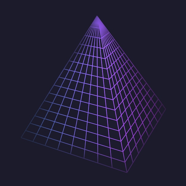 Piramide raster figuur laag poly neon geometrische vorm