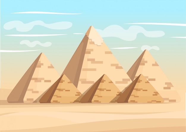 Piramide van gizeh complex egyptische piramides dagwonder van de wereld grote piramide van gizeh illustratie