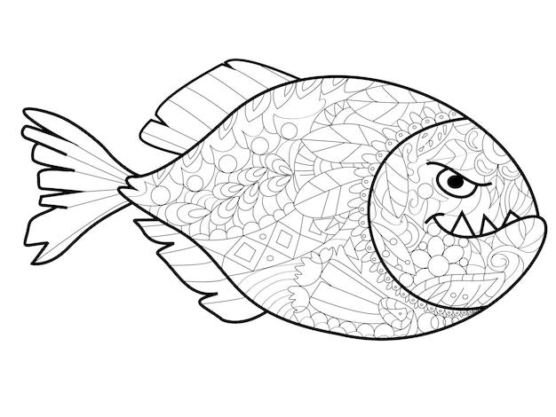 Piranha Coloring vector for adults