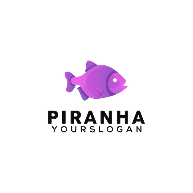 Modello di progettazione del logo colorato pesce piranha